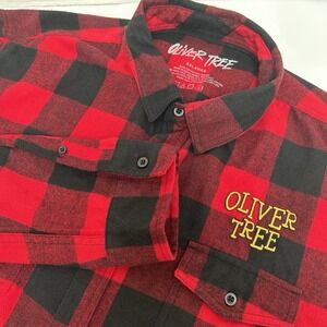 Oliver Tree Cowboy Tears Red & Black Buffalo Plaid Flannel Shirt Size‎ XXL